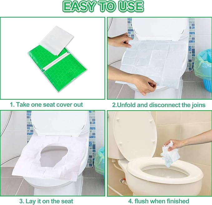 YGDZ Toilet Seat Covers Disposable, 110pcs Flushable Travel Disposable Toilet Seat Covers for Adults Kids Potty Training, Travel Essential Accessories for Airplane, Road Trips, Camping