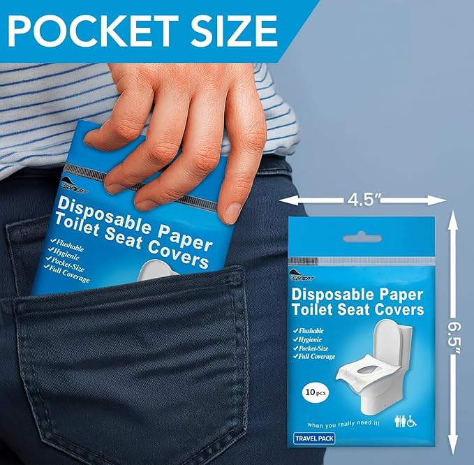 Disposable Toilet Seat Cover - 150 Count Large Flushable Toilet Seat Covers for Travel, Disposable Toilet Seat Cover for Kids, Potty Training & Public Restrooms, Travel Size Paper Seat Covers