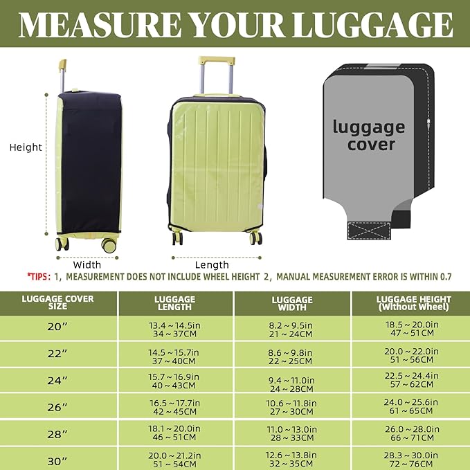 Clear Luggage Cover Protectors For Suitcases,Elastic Transparent waterproof PVC Suitcase Covers Protector Fit 20-30 Inch wheeled Luggage (20")