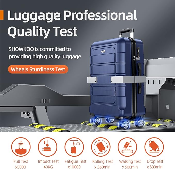 SHOWKOO Luggage Sets Expandable PC+ABS Durable Suitcase Double Wheels TSA Lock 5pcs Blue