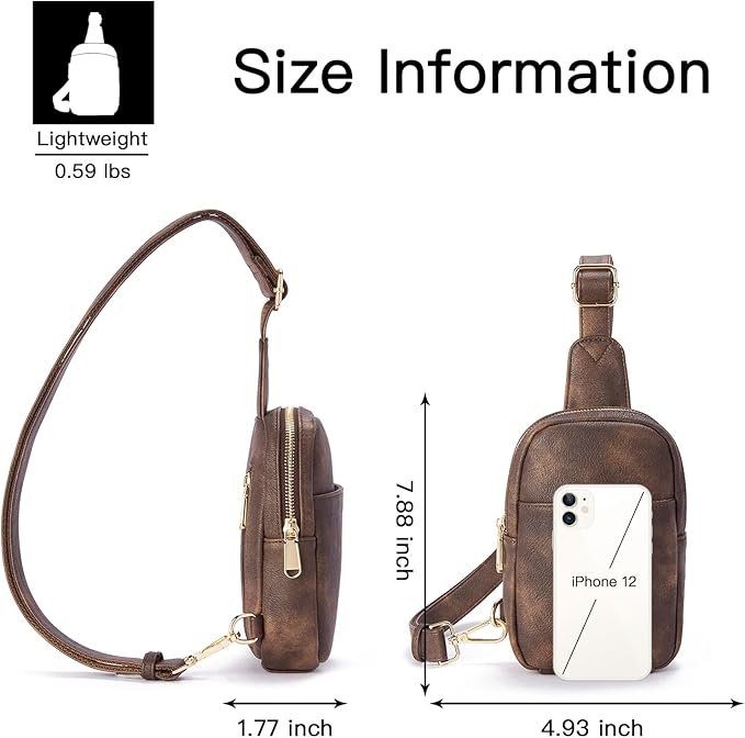Telena Small Sling Bag for Women Leather Crossbody Fanny Packs Chest Bag for Women