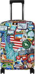 Explore Land Travel Luggage Cover Suitcase Protector Fits 18-22 Inch Case (Statue of Liberty, S)