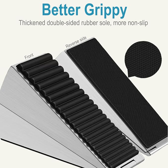 Spring Large Door Stopper - Heavy Duty Door Stopper Wedge, Tall Door Stoppers for Bottom of Doors, Door Stop Rubber for Extra Strong Grip, 3 Inche High Metal Doorstop Suits Any Heavy Door