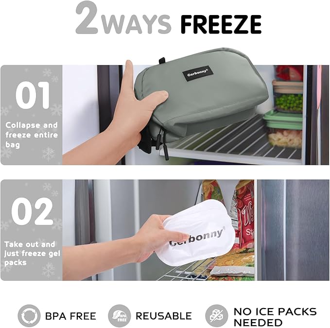 Small Cooler Bag Freezable Lunch Bag for Work School Travel,Leak-proof Small Lunch Bag,Small Insulated Bag For Kids/Adults,Freezer Lunch Bags,Freezable Snack Bag,Mini Lunch Bag Fit For Yogurt
