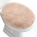 Microfiber Elongated Toilet Seat Cover 19.5"x 15" Machine Washable Solid Toilet Lid Cover Adjustable Rubber Backing Fits Most 18-19.5" L x 14-16" W Elongated Toilet Seat