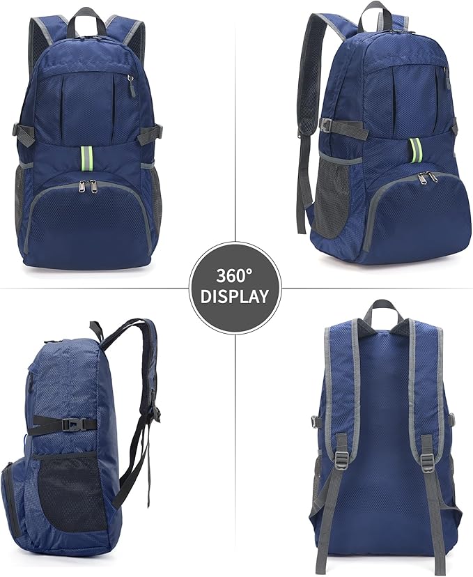 Yaopeing Lightweight Backpack,25L Foldable Hiking Packable,Water Resistant Travel Outdoor Shoulder Bag for Woman Men,Blue