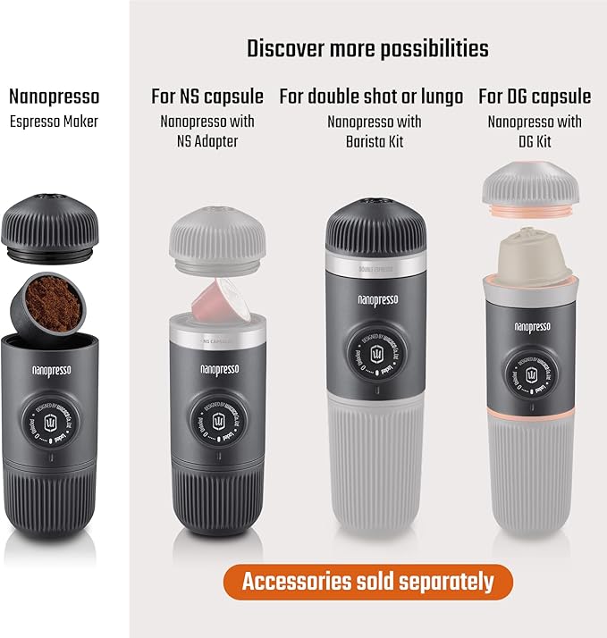 WACACO Nanopresso Portable Espresso Maker Bundled with Protective Case, Mini Travel Coffee Machine, Perfect for Camping, Travel Thanksgiving Christmas Coffee Present (Elements Lava Red)