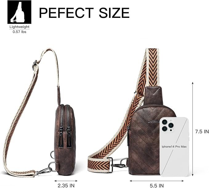 7L Sling Bag for Women Men Leather Small Sling Backpack Daypack Anti Theft Fanny Pack Crossbody Purse Travel