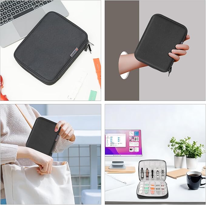 Electronic Accessories Organizer Carry Bag, Travel Cable Storage Case Portable Waterproof Double Layers All-in-One Storage Bag for Cord, Charger, Earphones, U Disk, USB Cable (L)
