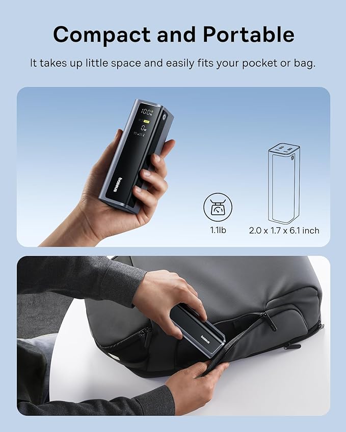 Baseus Laptop Power Bank, 20800mAh 145W Portable Charger USB C with 4 Ports, Digital Display, Travel Powerbank Fast Charging (77Wh) for MacBook, iPhone 16/15 Series, Samsung, Dell, Steam Deck etc.