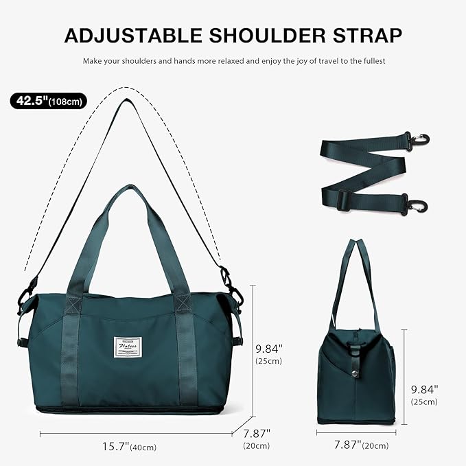 Travel Duffel Bag, Sports Tote Gym Bag, Shoulder Weekender Overnight Bag for Women