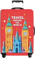 Luggage Cover Washable Suitcase Protector Anti-Scratch,Stretchable Fit for 20-34Inch Luggage Durable Travel Bag Cover with Zipper Closure (London-2, M(fits 24-26Inch suitcase))