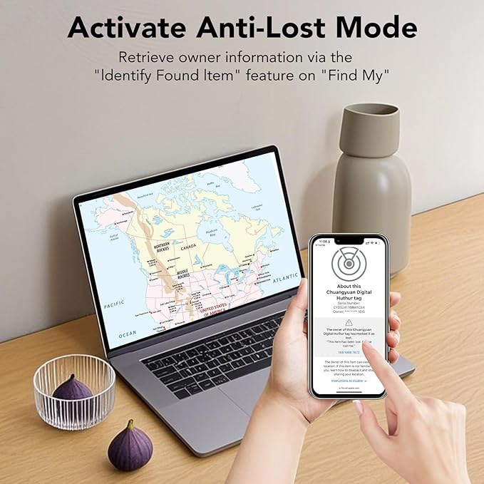 Bluetooth Tracker-Tag for Apple Find My (iOS Only), GPS Tracker with Replaceable Battery, Ideal as Keys, Luggage Tracker and Wallet Tracker, Suitable for Indoor & Outdoor Use,2-Pack (Black&White)