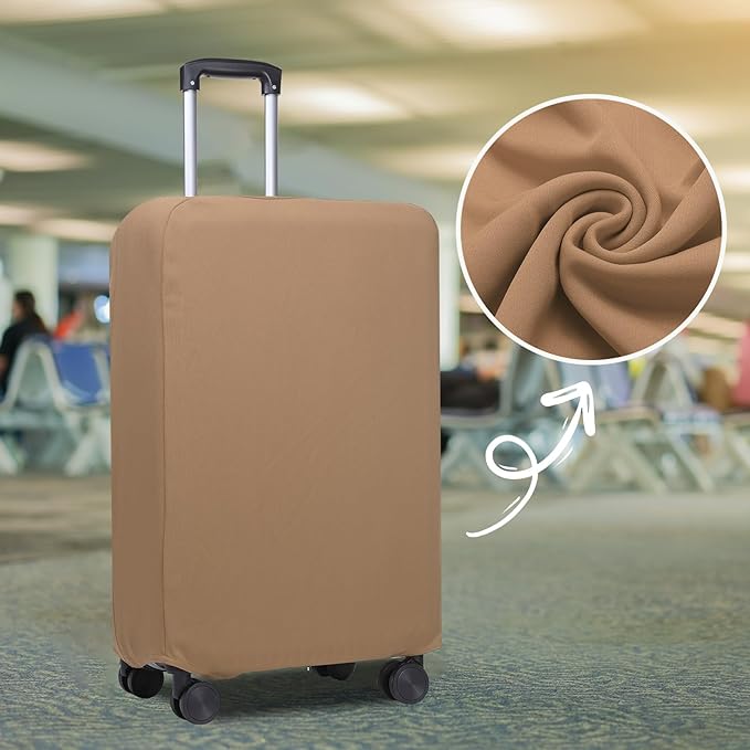 PATIKIL Luggage Cover, Suitcases Covers Elastic Carry on Cover Protector Washable Scratch-Resistant Fits 26-27 Inch Luggage for Travel Business Trips, Khaki