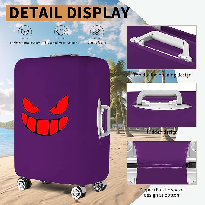 Travel Luggage Cover Thicker Spandex Suitcase Protector Elastic Washable Baggage Covers (L (for 27-28 inch luggage), Purple Eye)