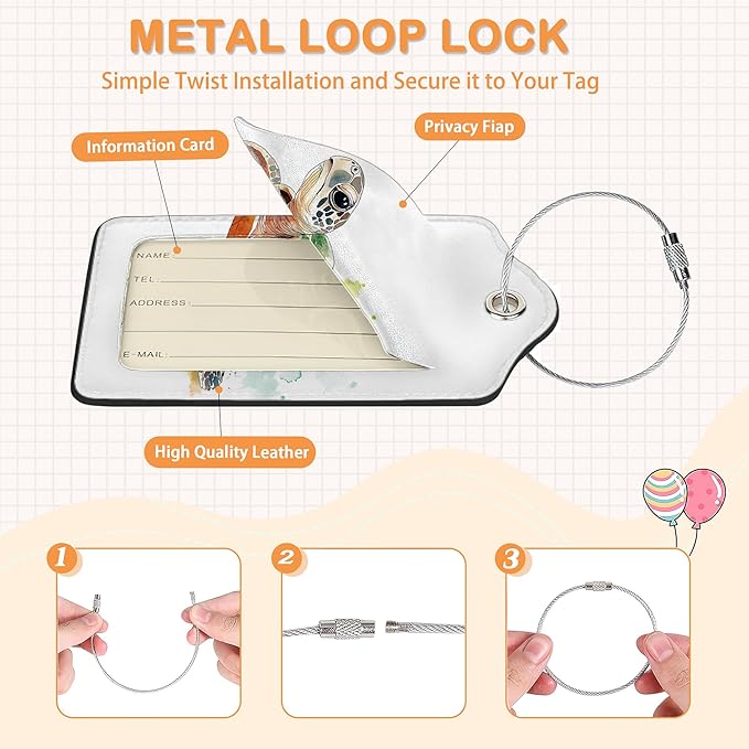 Abstract Colorful Sea Turtle 3 PCS PU Leather Luggage Tags for Suitcase, Luggage Tag with Privacy Flap, Name ID Label and Metal Loop for Women Men Baggage Handbag School Bag Backpack