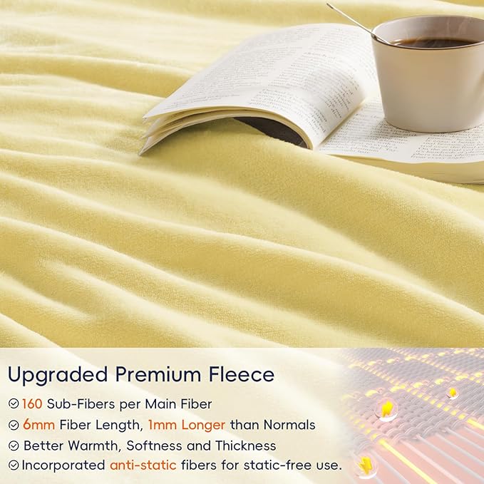 PHF Ultra Soft Fleece Blanket Twin Size, No Shed No Pilling Luxury Plush Cozy 300GSM Lightweight Blanket for Bed, Couch, Chair, Sofa Suitable for All Season, 66" x 90", Yellow