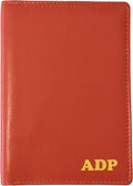 Personalized Monogrammed Orange Leather RFID Passport Wallet