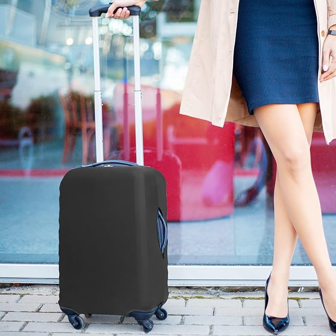 24 Inch PVC Luggage Protector Covers for TSA Approved Clear Suitcase Cover Protector Transparent Luggage Protective Cover Set (Black, Suitable for 23"-24")