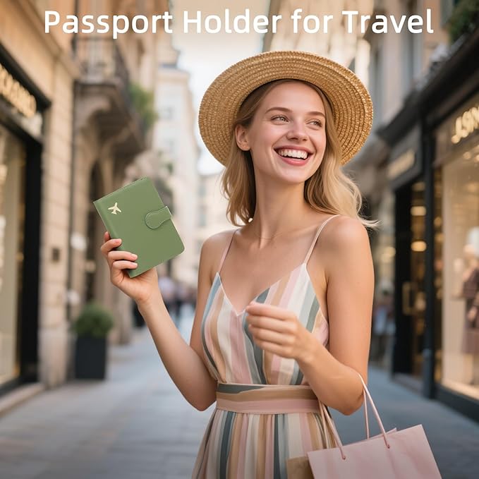 ZOPPEN Passport Holder for Travel, Passport Wallet Case, Rfid Travel Wallet Womens, Card Holder Wallet Travel Document Holder, Green