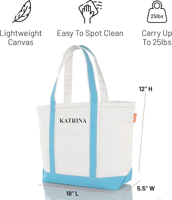 CB STATION Medium Classic Canvas Tote Bag for Women, Top Zipper Closure, Outer Pocket, Daily Essentials, Groceries, Traveling