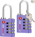 Forge Dual-Opening: Key or Combination Access Lock, TSA Approved Locks for Luggage, Pelican case, Travel, Gym, School, Stainless Steel Shackle. (Purple, 2 Pk)