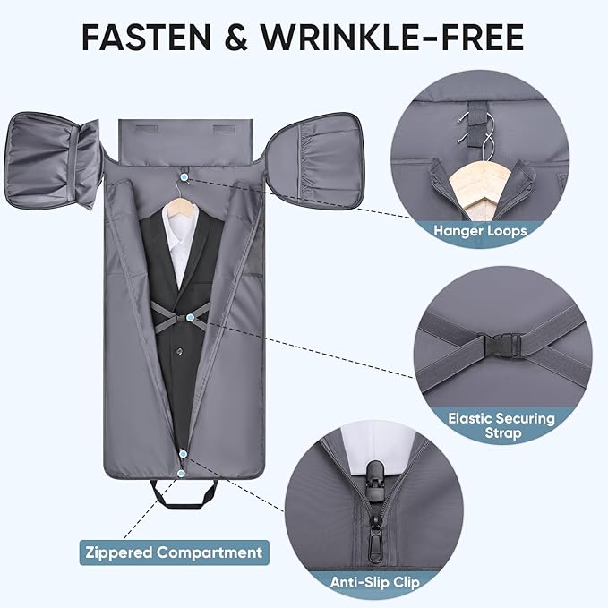 BALEINE Convertible Garment Bag with Shoe Compartment, 2 in 1 Carry on Garment Duffle Bags for Travel, Suit Bag for Men Women (Pink)