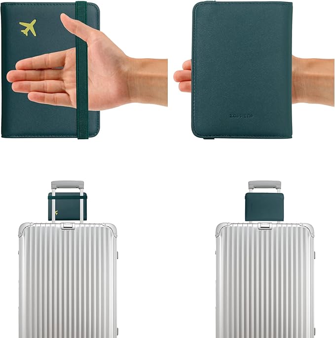 ZOPPEN Passport Holder Wallet, Passport Cover Travel Wallet Women Travel Essentials Accessories Document Organizer Travel Must Haves Rfid Blocking Cover Case for Women and Men, Green Black
