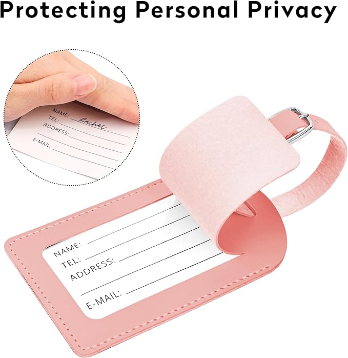 Luggage Tags for Suitcase Travel Bag Labels Privacy Protection Luggage Tag for Baggage PVC Baggage ID Label Tags 2 Pack Yellow+Pink