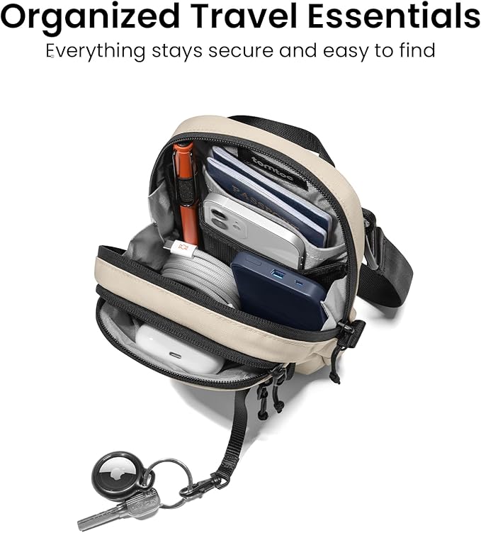 tomtoc Aviator-T37 Travel Crossbody RFID Blocking Bag, Holds 4-6 Passports with Anti-theft Lockable Zippers, Multiple Pockets for Cards & Documents – Organizer for Daily Use