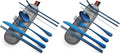 DEVICO Portable Utensils, Travel Camping Cutlery Set, 8-Piece including Knife Fork Spoon Chopsticks Cleaning Brush Straws Portable Case, Stainless Steel Flatware set (Blue) (Pack of 2)