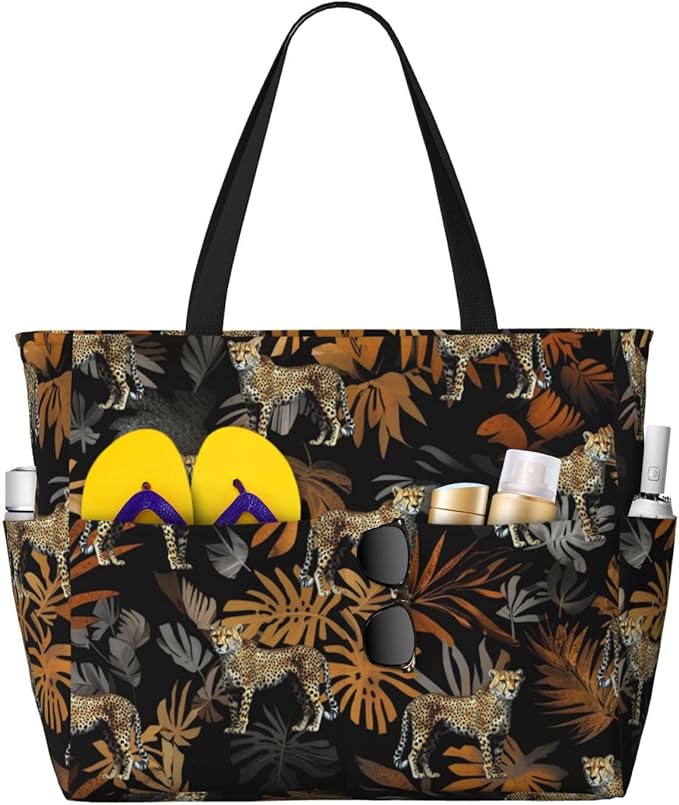 Beach Bag for Women Beach Tote Bag Waterproof Sandproof Large Bags with Zipper Big Capacity for Vacation Travel