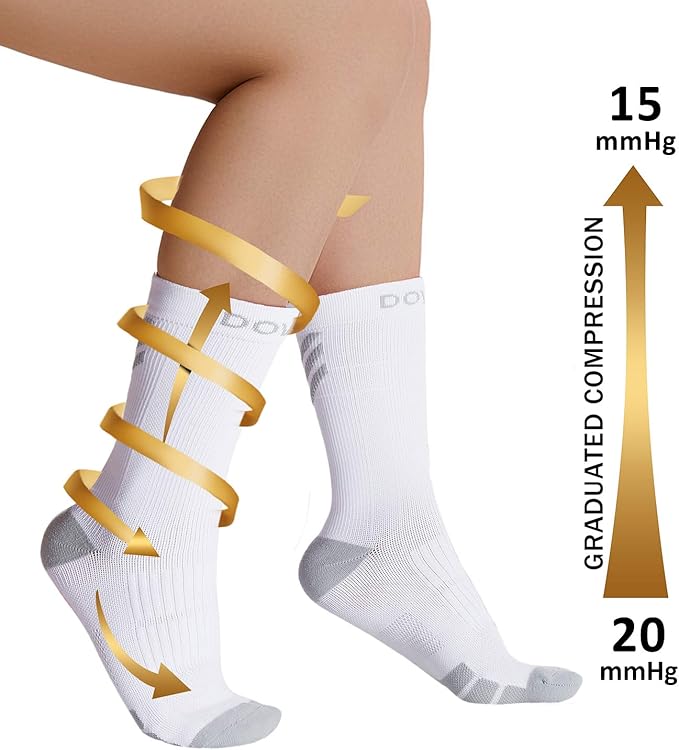 DOVAVA Dri-tech Compression Crew Socks (4/6 Pairs), Comfort Boost Circulation