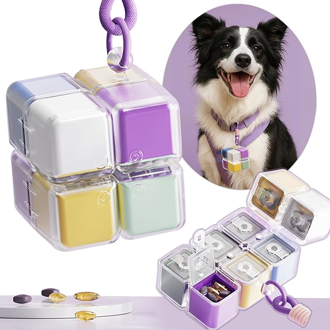 Purse Pill Organizer,Magnetic Cube Cute Pill Box,Pill Compact with 8 Compartment,Vitamin Container Weekly Pill Case (Green)