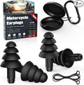 Motorcycle Ear Plugs, 2 Pairs Reusable Silicone, 26dB Wind Noise Reduction & Ear Protection Earplugs with Safety Cord & Travel Case, Comfort Fit for Motorbike, Highway Riding, Touring & Shooting