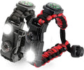 20 in 1 Survival Paracord Bracelet Adjustable Gear Kit with SOS LED Light, Fire Starter, Bigger Compass, Survival Whistle, Perfect for Camping, Hiking, Fishing