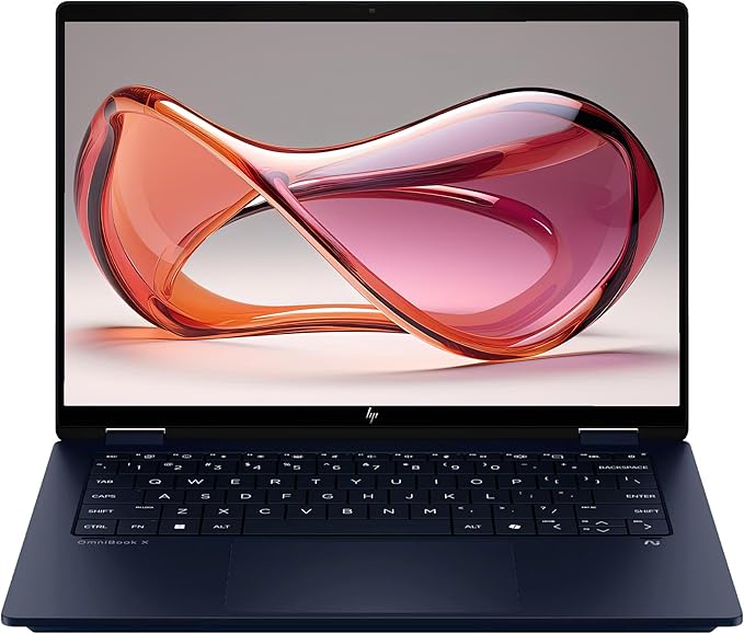 HP OmniBook X Flip 2-in-1 Copilot+ Laptop, Intel Ultra 7-256V, 16 GB LPDDR5x RAM, 1 TB PCIe SSD, 14" 2K (1920x1200) Touchscreen, Intel Arc 140V, Backlit Keyboard, W11 Home, Atmospheric Blue