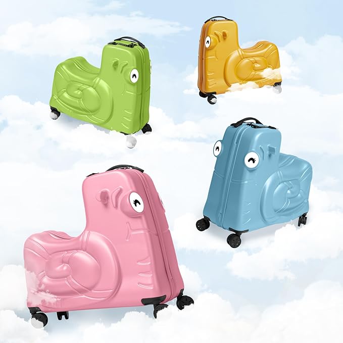 Kids Ride-on Luggage with Spinner Wheels Suitcase, Kid's Ride-On Suitcase Help Your Child Relax, Carry On Trolley Luggage with Password Lock (Blue, 22 inches)