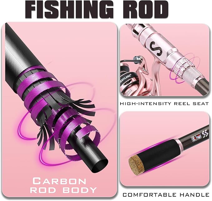 Sougayilang Telescopic Fishing Rod and Reel Combo, Collapsible Travel Fishing Pole and Spinning Fishing Reel, Fishing Gifts for Men/Women Adults