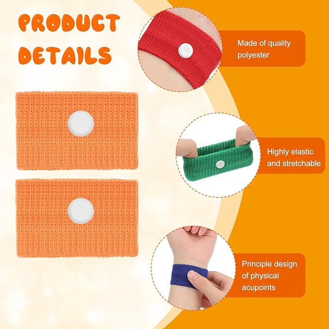 Cindeer 40 Pieces Motion Sickness Bands for Kids Adults Anti Nausea Wristbands Sea Sickness Adjustable Relief Acupressure Wrist Bands for Car Pregnancy Ride Sea Flying Travel