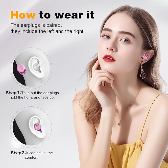 Ear Plugs for Sleeping Noise Cancelling, 38dB Noise Reduction Earplugs, Silicone Reusable Hearing Protection Ear Plug, Waterproof Earplug Suitable for Sleeping, Study, Travel, Concerts (3Pairs)