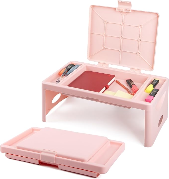 Loddie Doddie Portable Folding Lap Desk - Blush Lightweight Design - Storage Pocket & Accessory Trays - Lap Desks for Adults & Kids