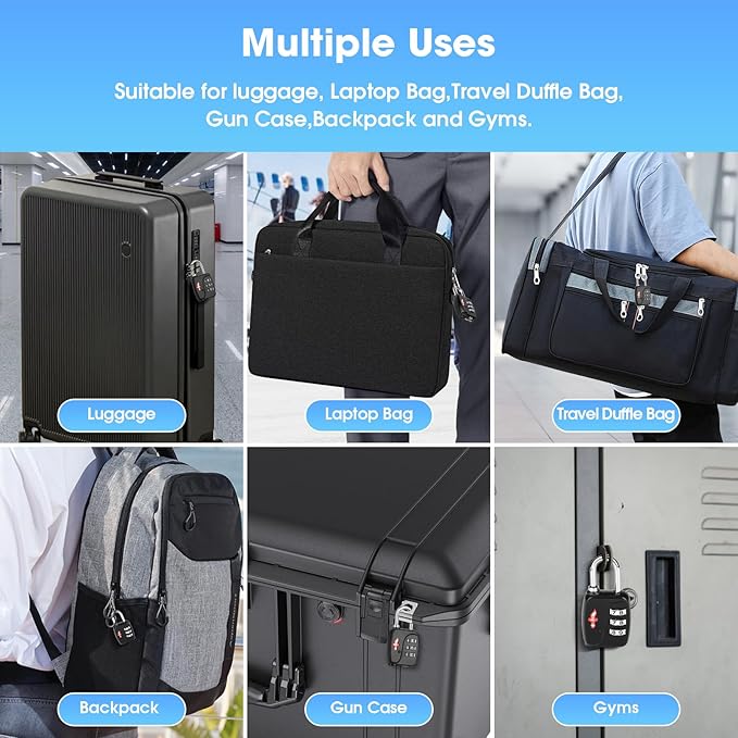 TSA Locks 6-Pack - Ultra Lightweight Travel & Gym Combo Locks (54g Each!), TSA Approved Secure Luggage Locks for Suitcases, School Backpacks, Lockers - 3-Digit Code, 2.36in Compact Design