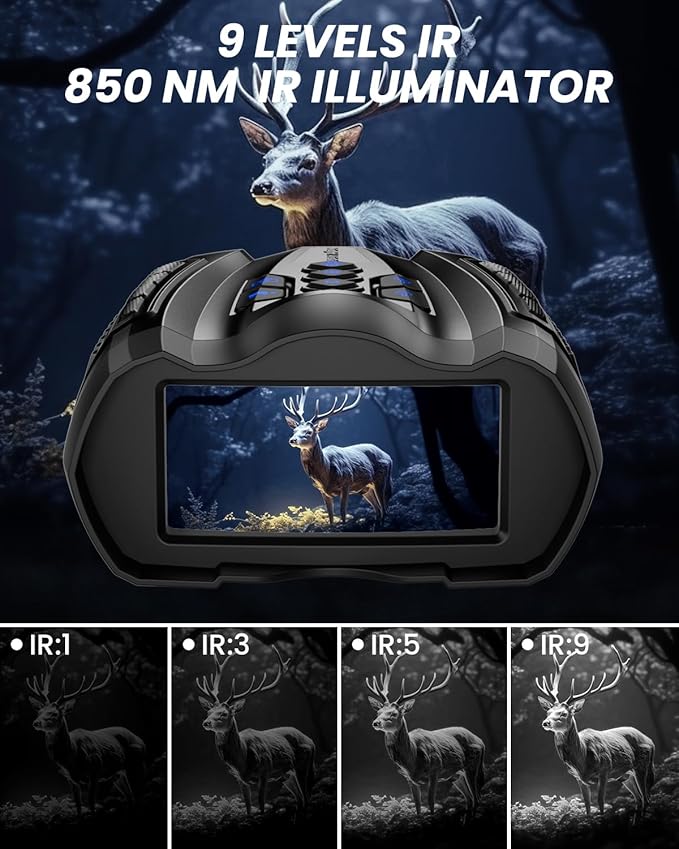 Night Vision Goggles, 4K Binoculars with Camera, 3.5" HD Display and 32GB TF Card, 9 Gear Night Vision, 10X Digital Zoom, 4000mAh Battery Nightvision
