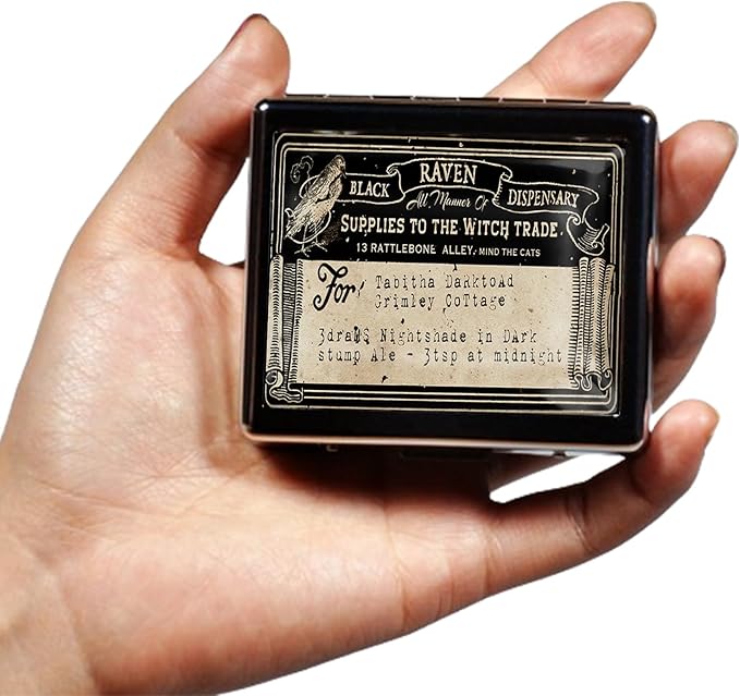Silver Vintage Pill Box 7 Day Metal Pill Box with Mirror and 8 Compartments Cute Travel Pill Organizer for Purse (Vintage Label)