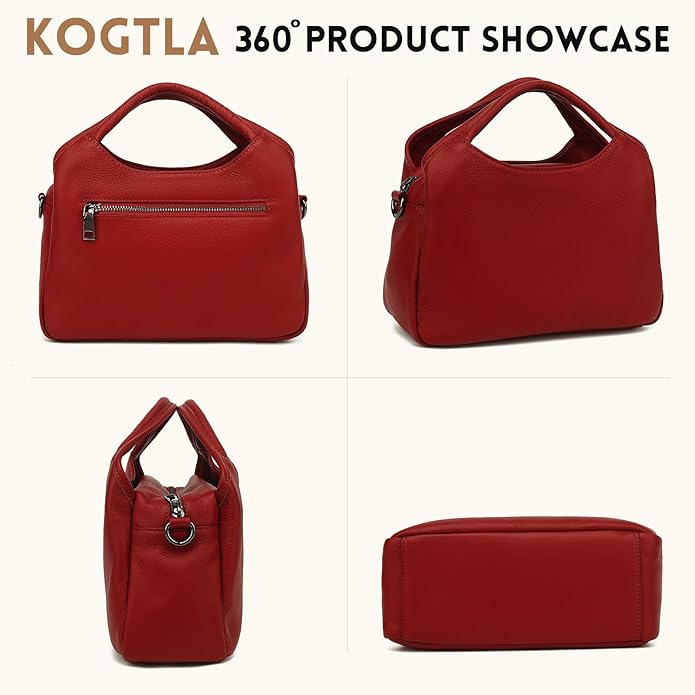 KOGTLA Genuine Leather Purses for Women, Crossbody Shoulder Bags with Top-Handle, Tote Satchel Handbags