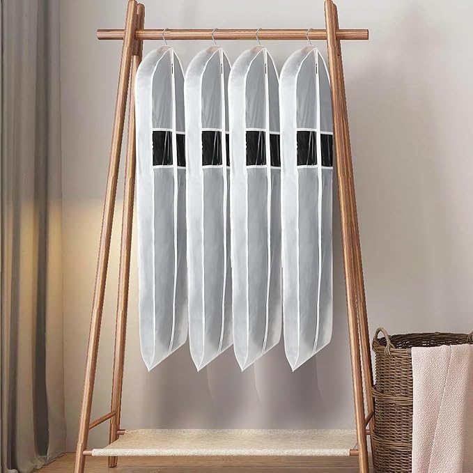Zilink Clear Suit Coat Bags for Storage 50-inch Dress Bags for Hanging Clothes with 3" Gusset Suit Cover Bag for Coat, Dress Closet Storage
