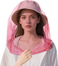 Oversized Mosquito Net 42 x 25 Inches Ultra Large Mosquito Head Net Face Neck Fly Mesh Netting Fits All Hats for Outdoor Camping Hiking Fishing Gardening Safari(Pink)