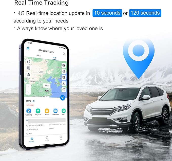 GPS Tracker for Vehicles Cars Long Battery Life to 90 Days, Strong Magnet, Unlimited Range, Geo-Fence, 4G Real Time Car Tracker Device Hidden Vehicle Tracking Devices, Subscription Needed