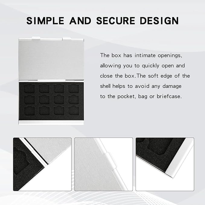 Aluminum SIM Card Case, 24Slots Ultrathin SIM Card Holder, Fit for 24 Micro sim Card, Silver